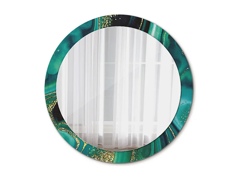 Miroir rond décoratif - Marbre émeraude - 90 cm