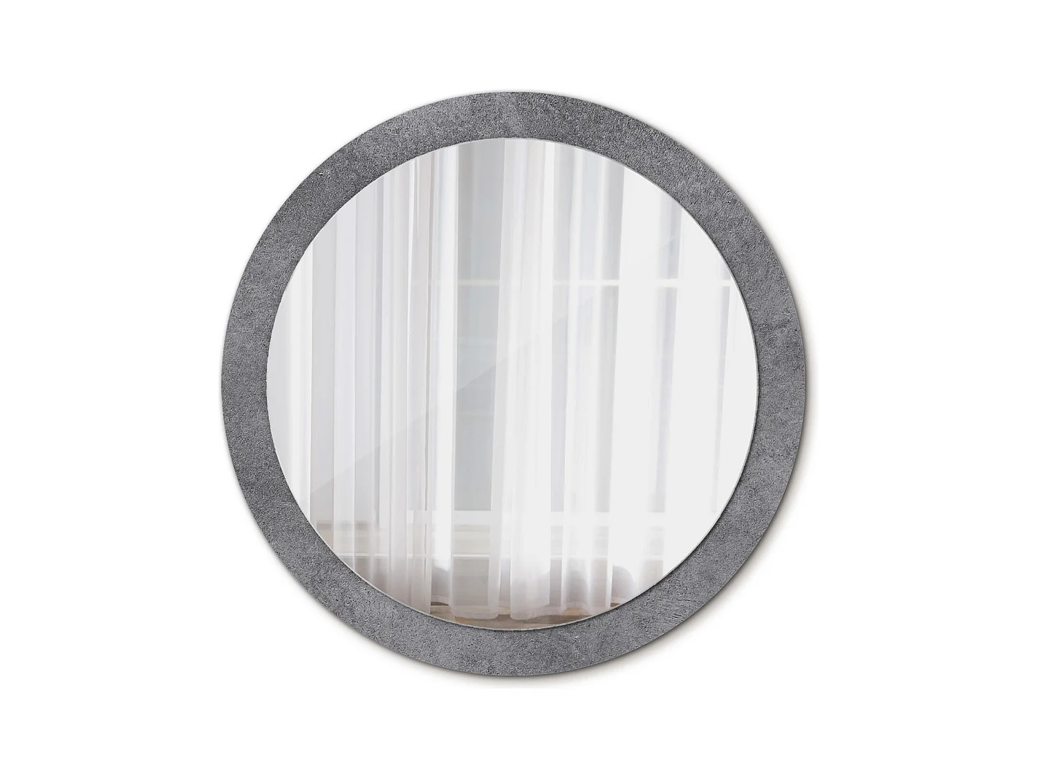 Miroir rond décoratif - Texture béton - 90 cm