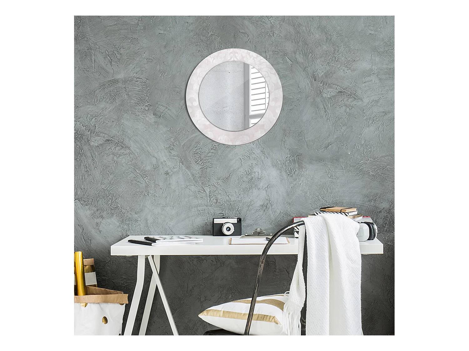 Miroir rond décoratif - Texture rococo - 50 cm