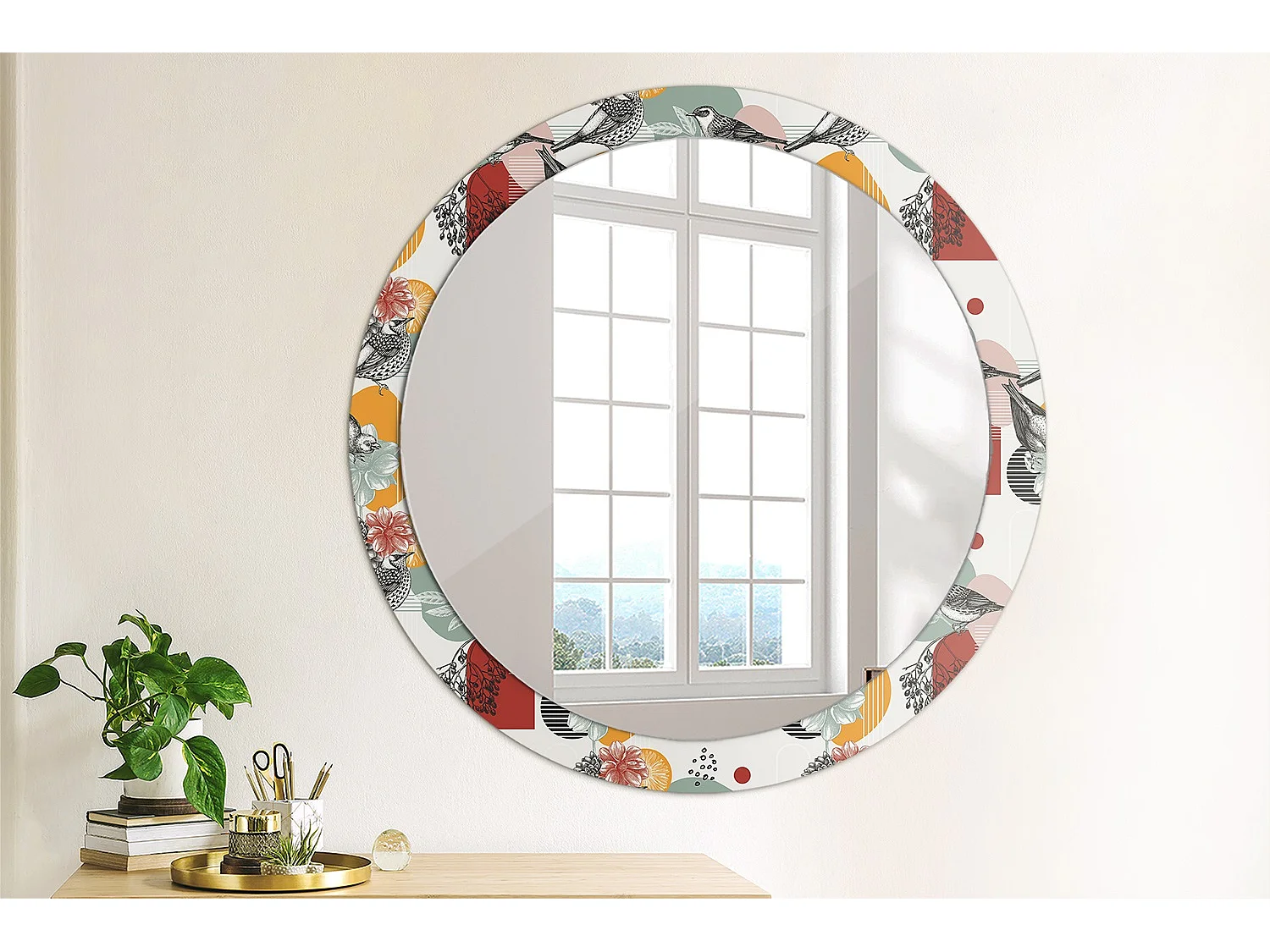 Runder dekorativer Spiegel - Vintage Patki - 90 cm