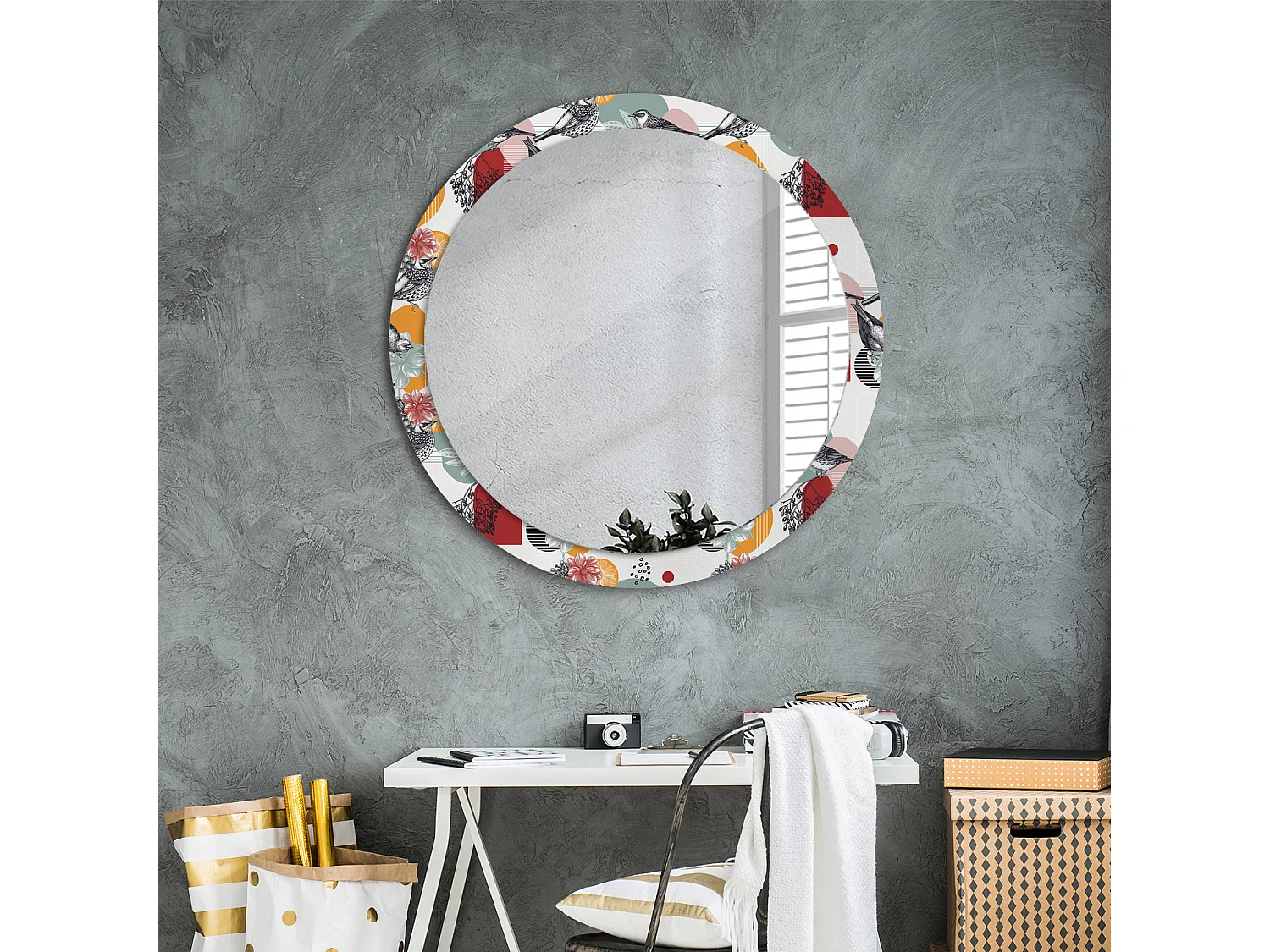 Runder dekorativer Spiegel - Vintage Patki - 90 cm