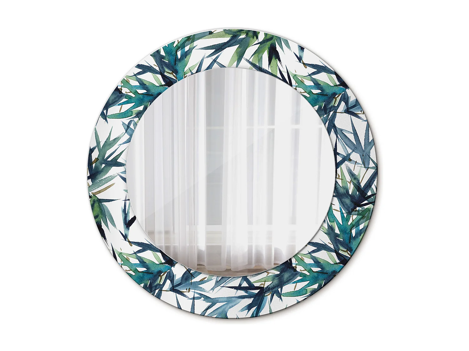 Miroir rond décoratif - Palmiers bleus - 50 cm