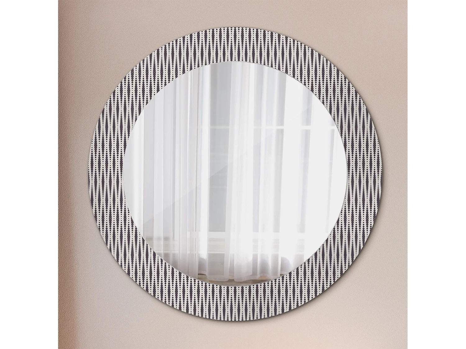 Miroir rond décoratif - Motif à pois géométriques - 70 cm