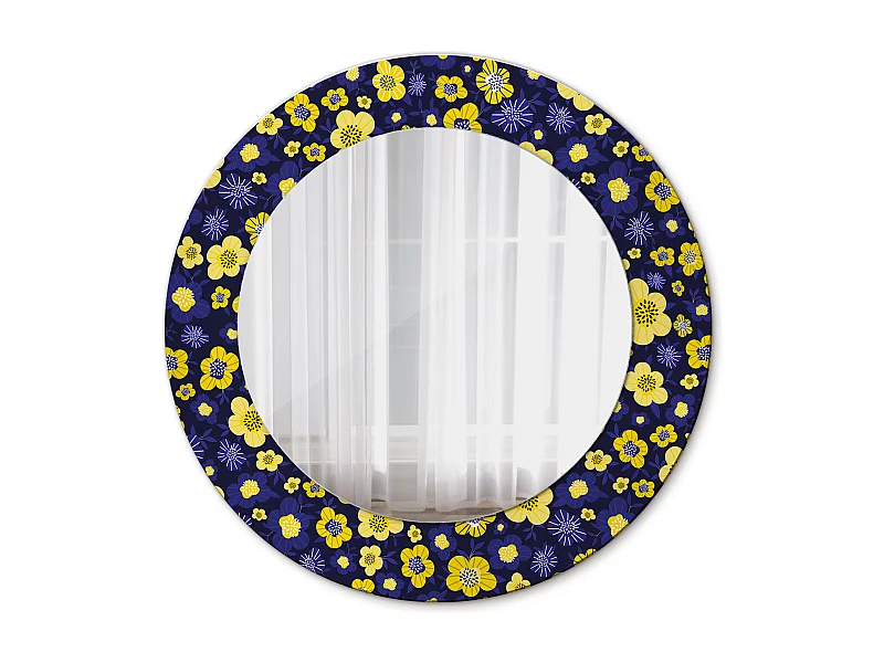 Dekorativer runder Spiegel - Kleine Blumen - 50 cm
