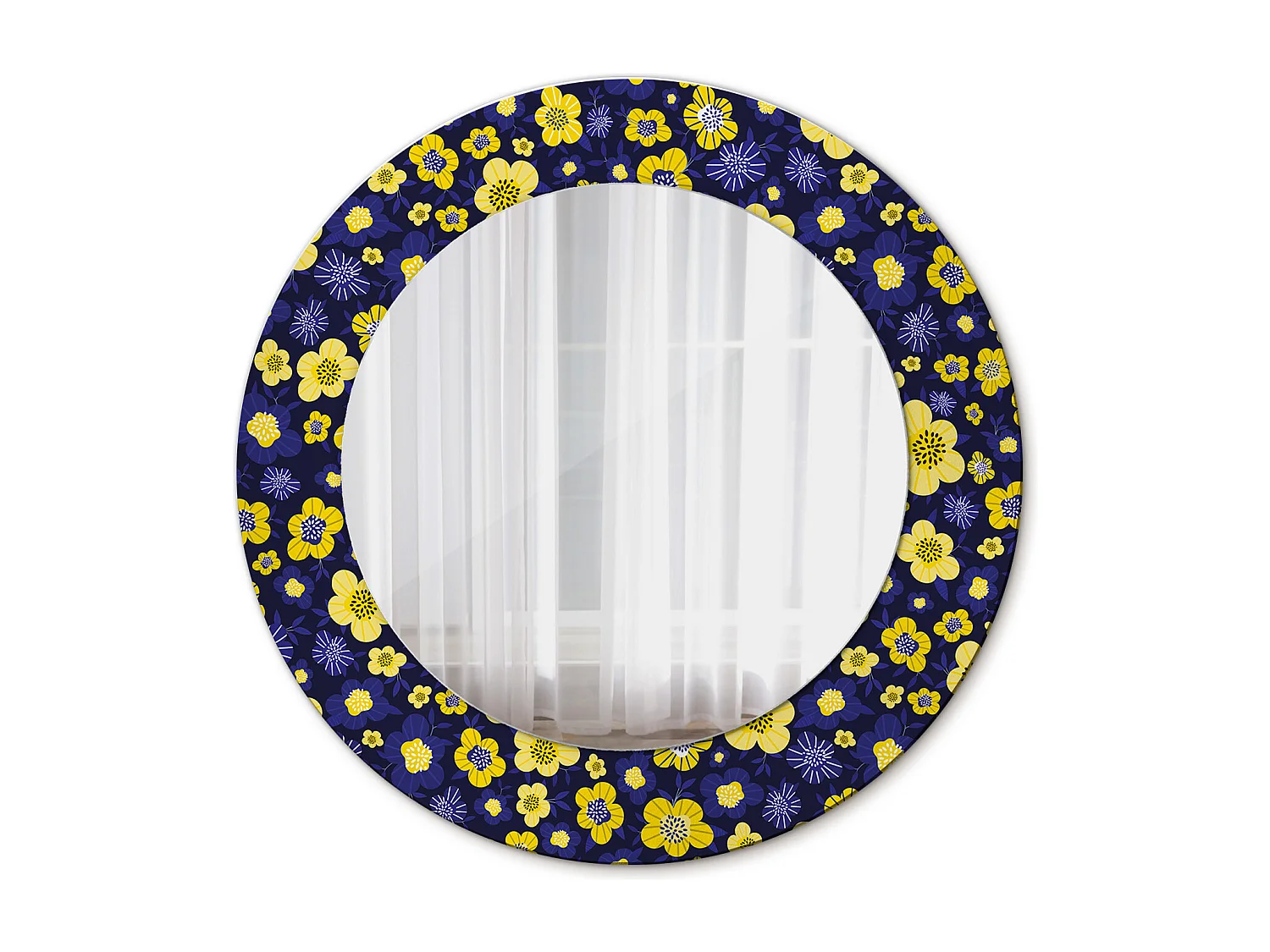 Decoratieve ronde spiegel - Kleine bloemen - 50 cm