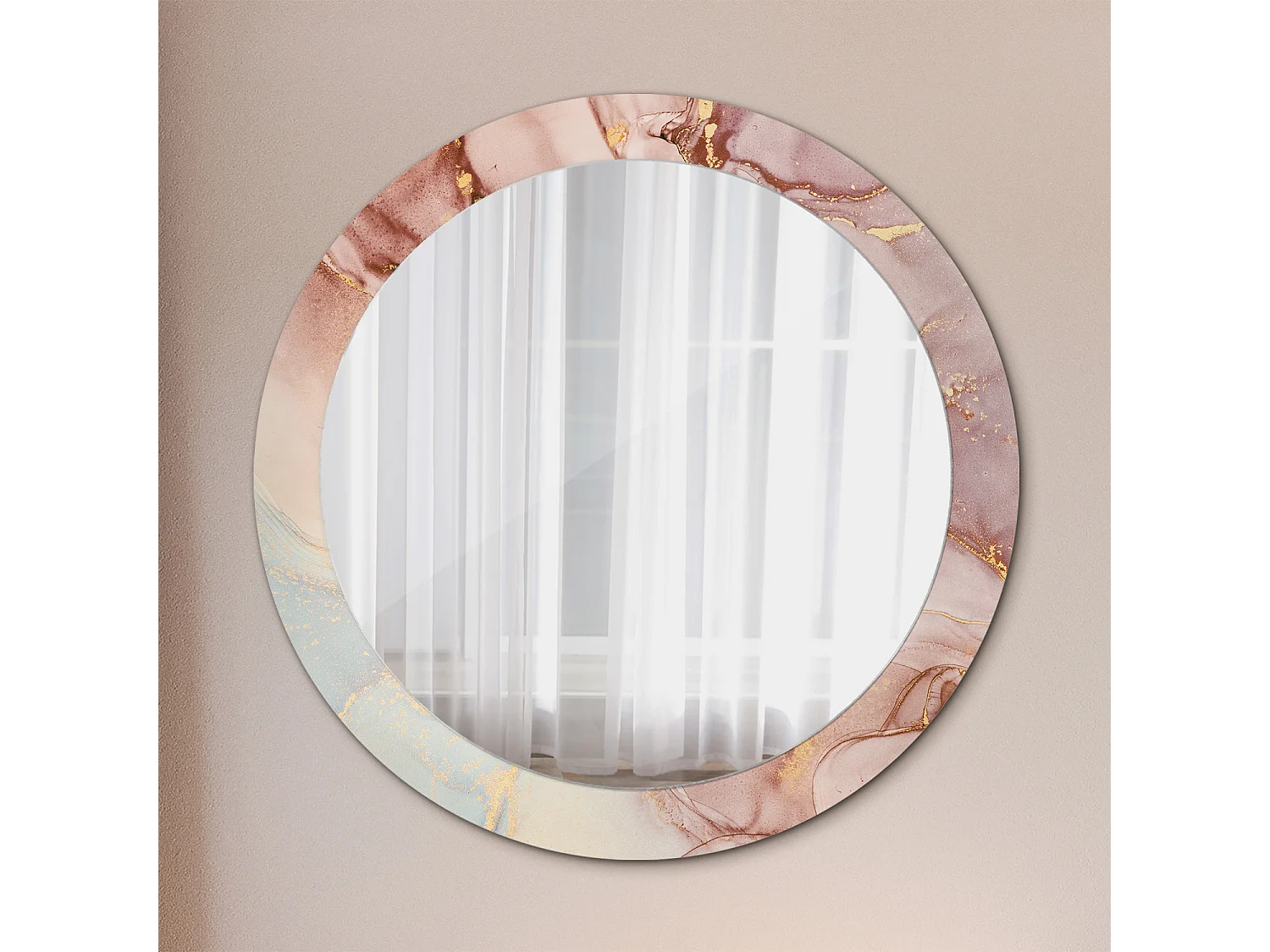 Miroir rond décoratif - Liquide abstrait - 80 cm