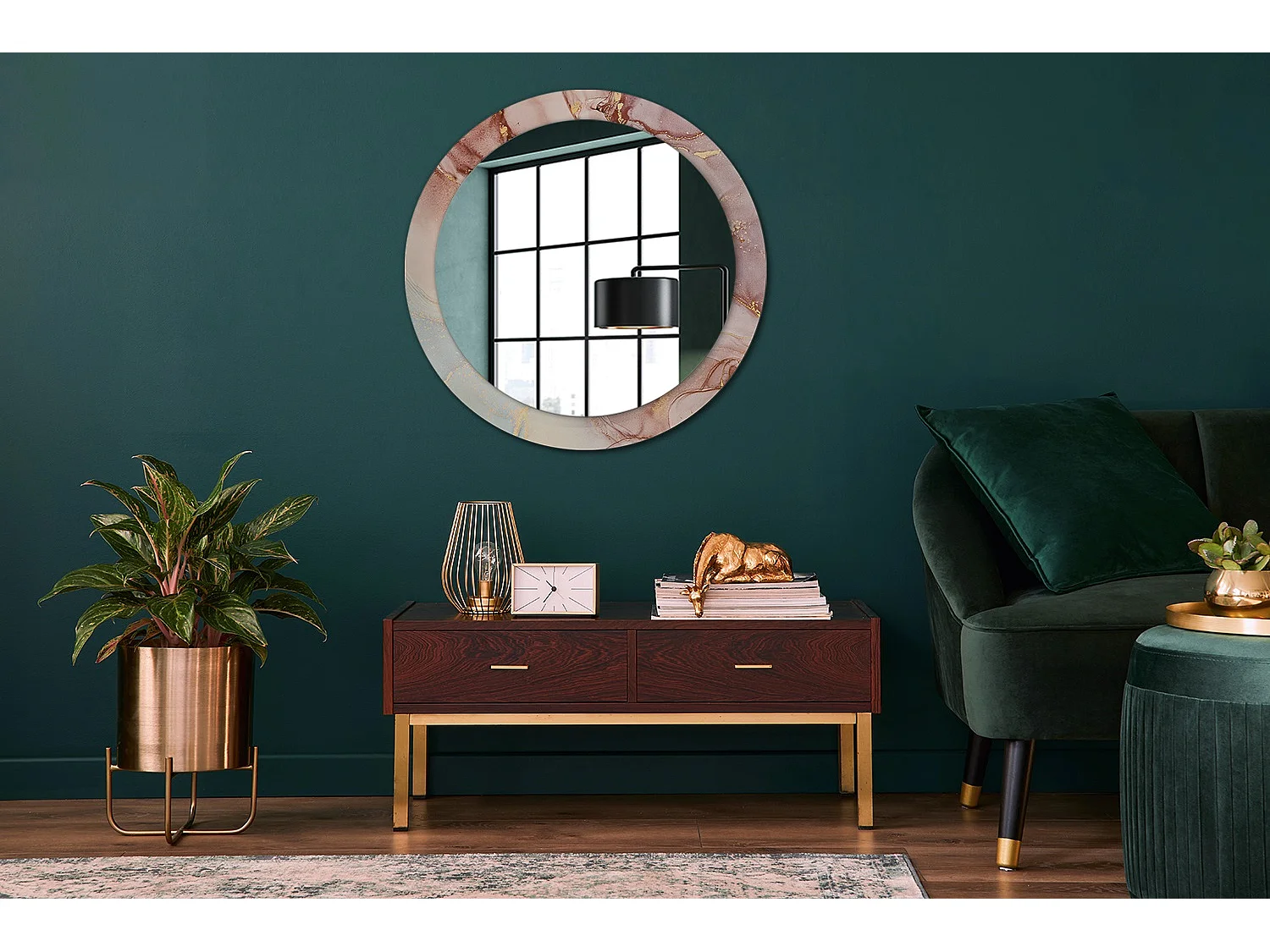 Miroir rond décoratif - Liquide abstrait - 80 cm