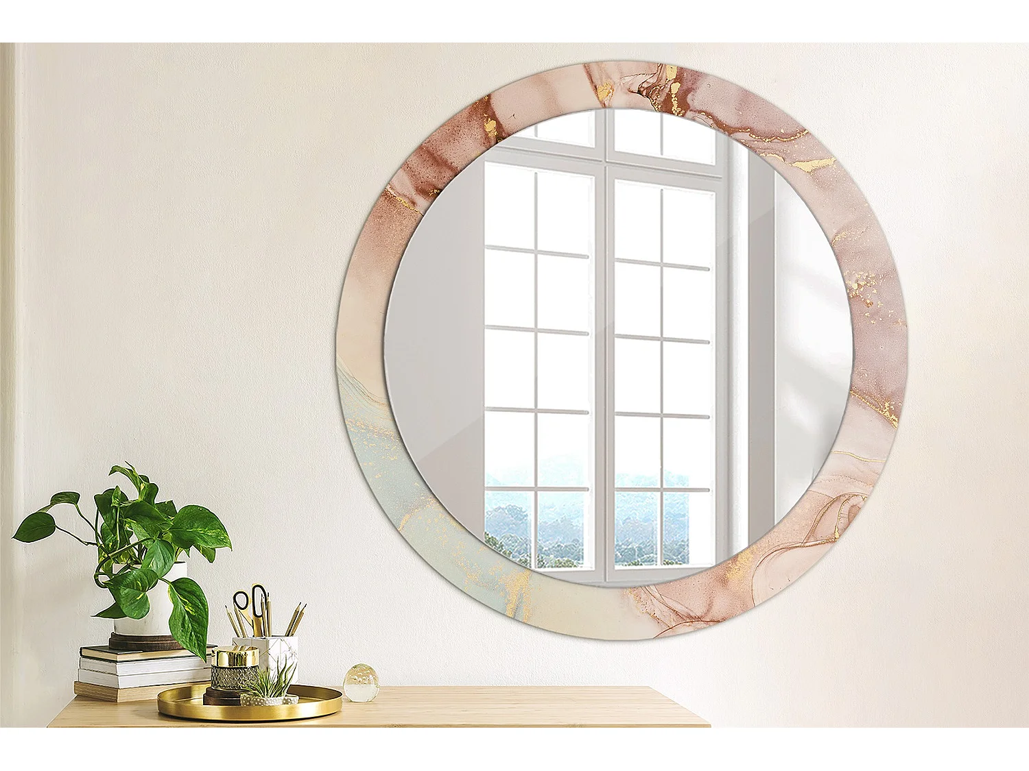 Miroir rond décoratif - Liquide abstrait - 80 cm