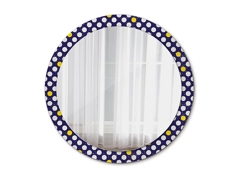 Miroir rond décoratif - Pois rétro - 90 cm