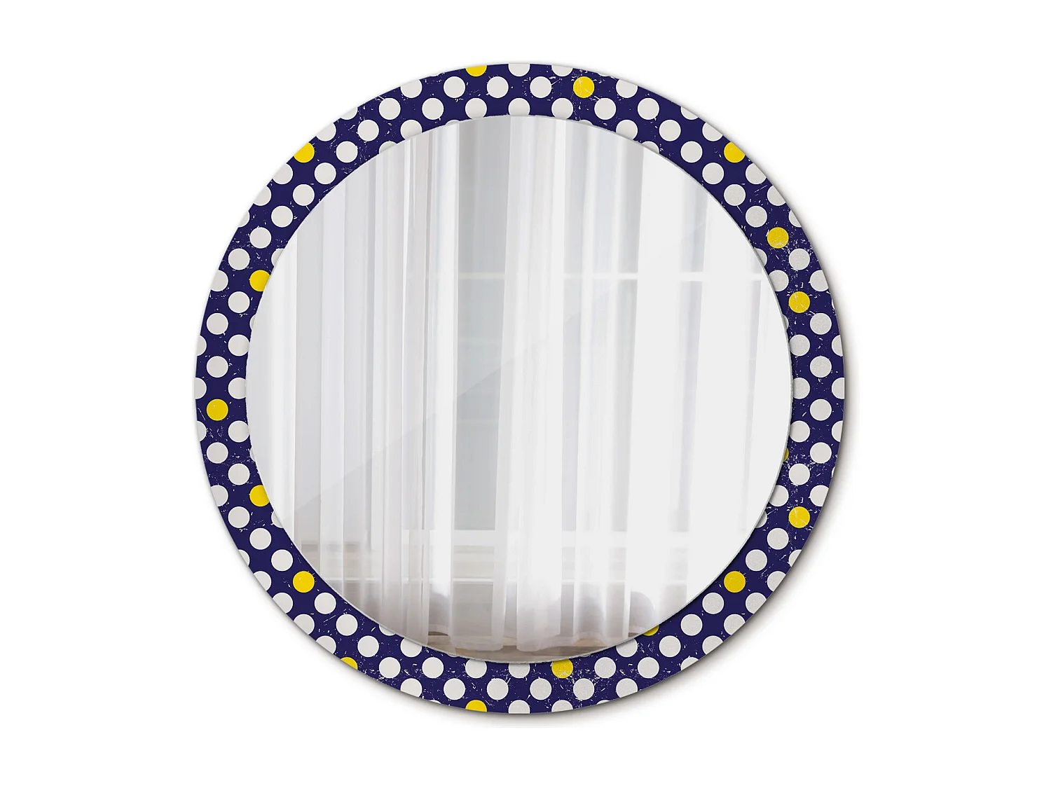 Miroir rond décoratif - Pois rétro - 90 cm