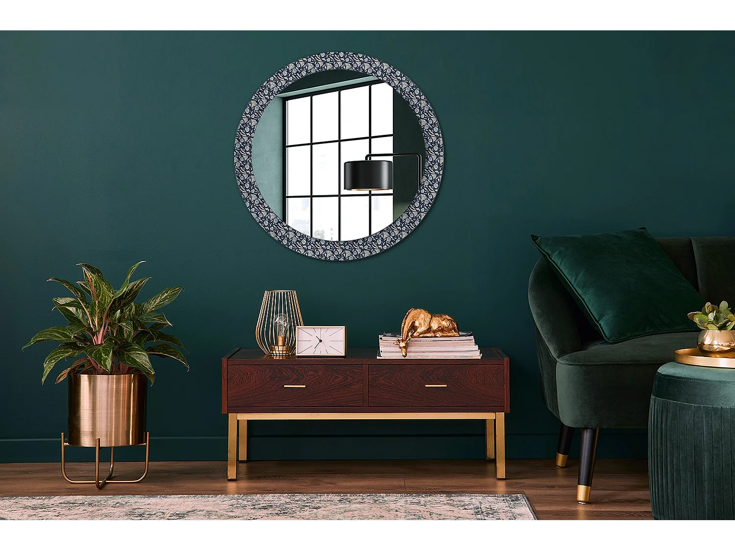 Miroir rond décoratif - Motif Boho - 80 cm