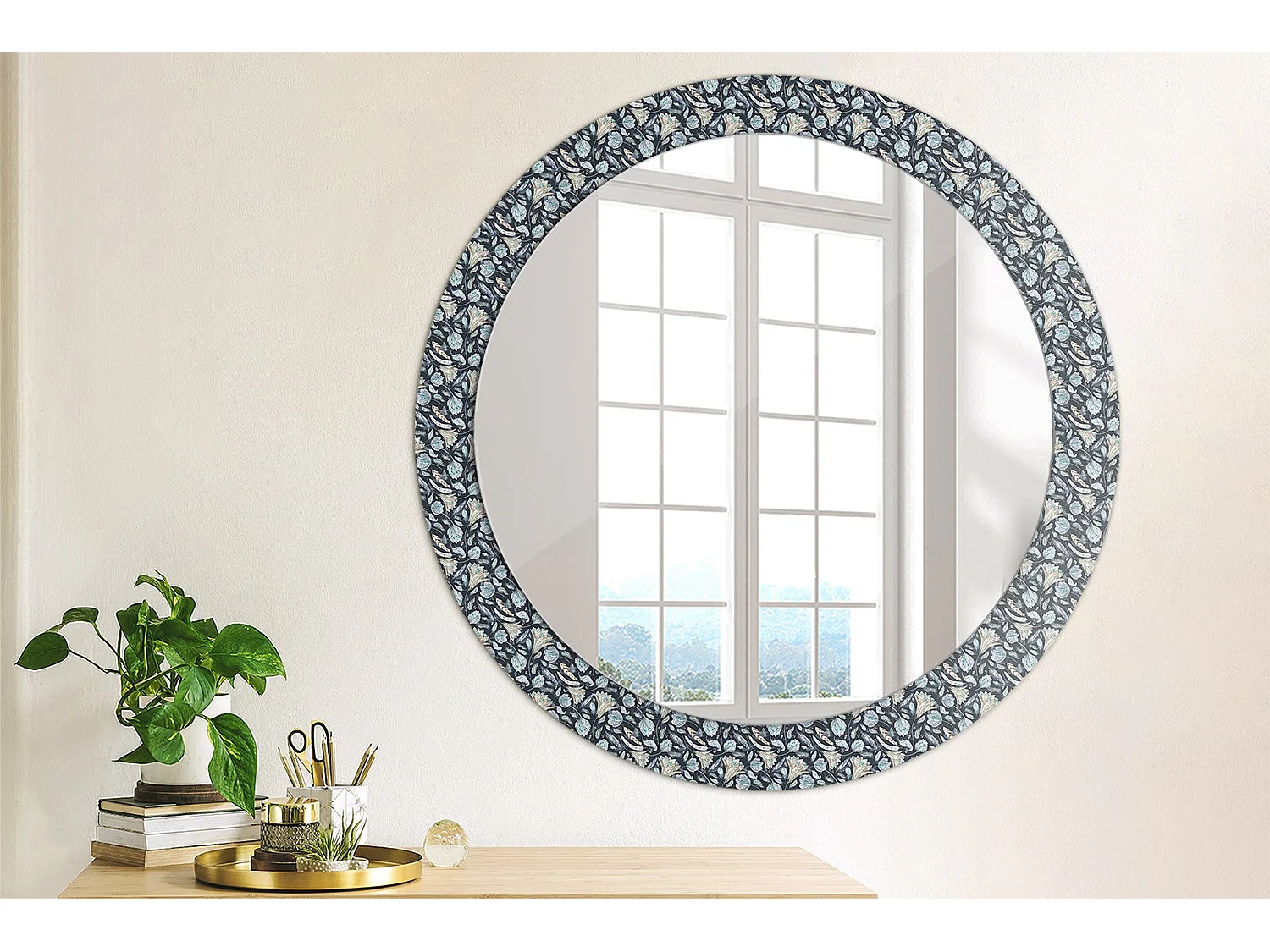 Miroir rond décoratif - Motif Boho - 80 cm