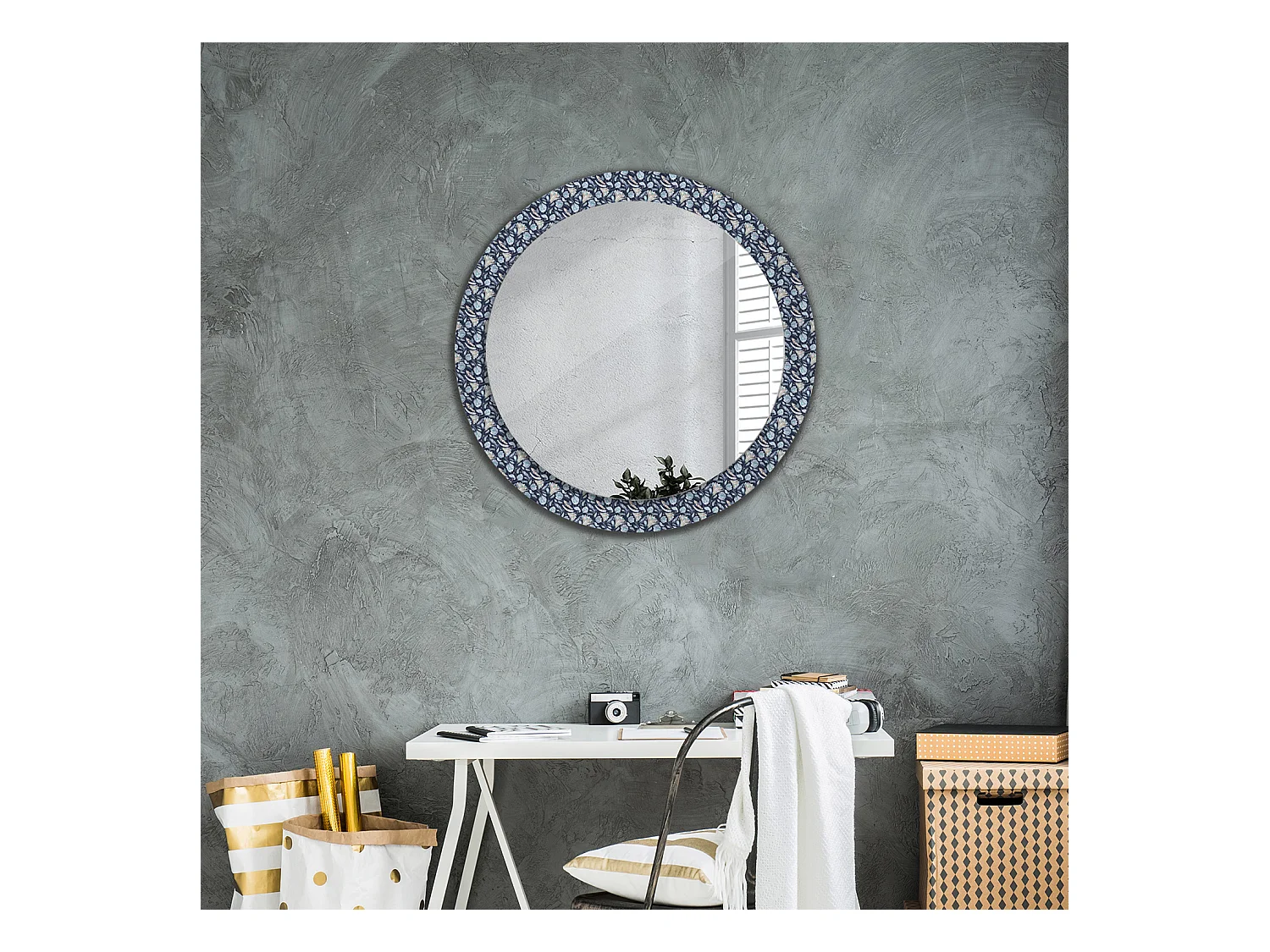 Miroir rond décoratif - Motif Boho - 80 cm