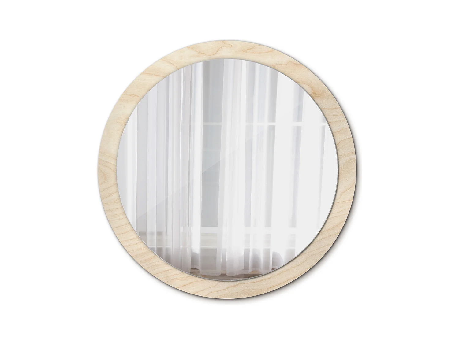 Specchio rotondo decorativo - Legno chiaro - 100 cm