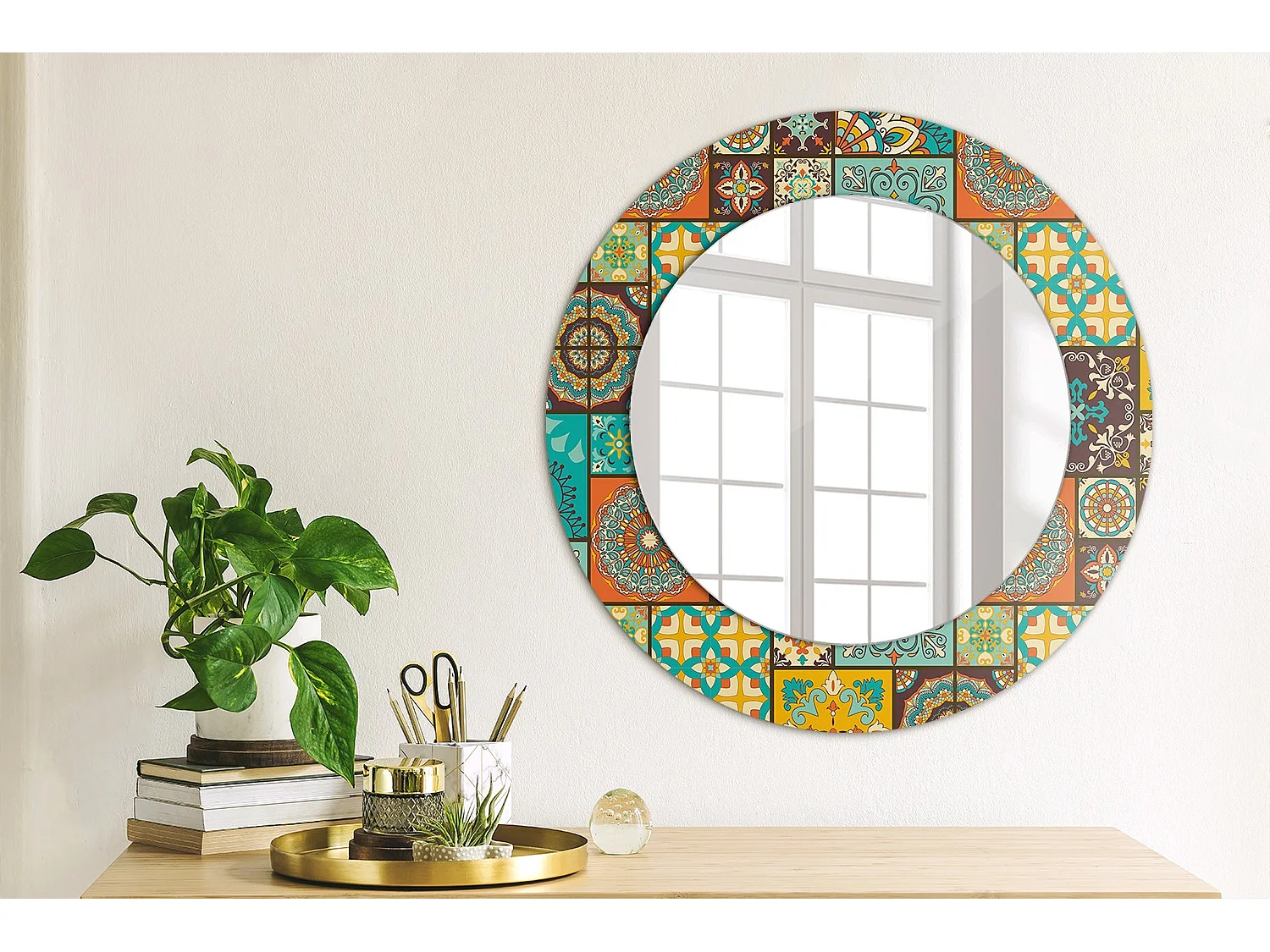 Decoratieve ronde spiegel - Arabisch motief - 50 cm