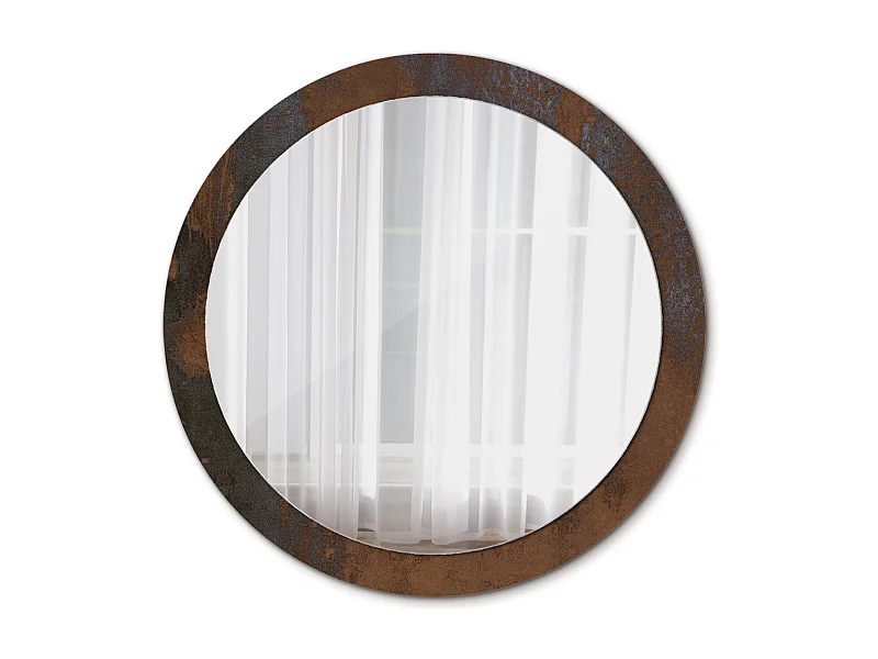Miroir rond décoratif - Rustique métallisé - 90 cm