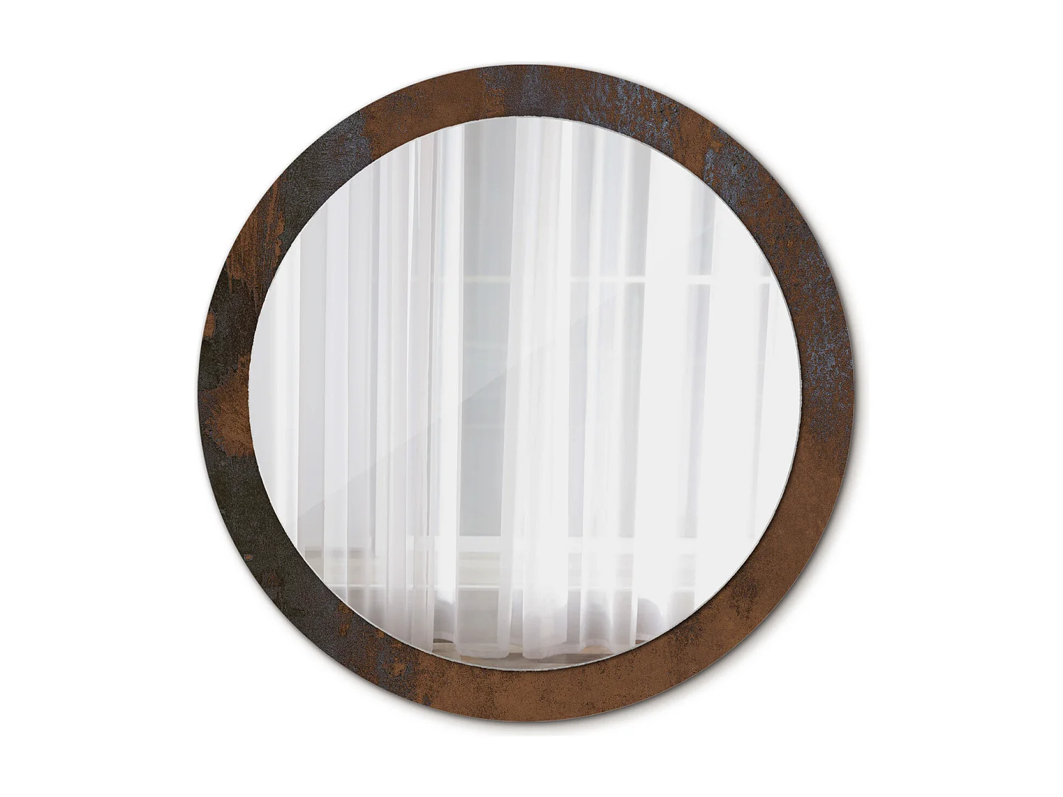 Miroir rond décoratif - Rustique métallisé - 90 cm