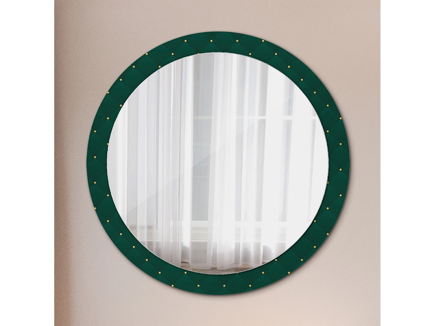 Miroir rond décoratif - Motif matelassé - 90 cm