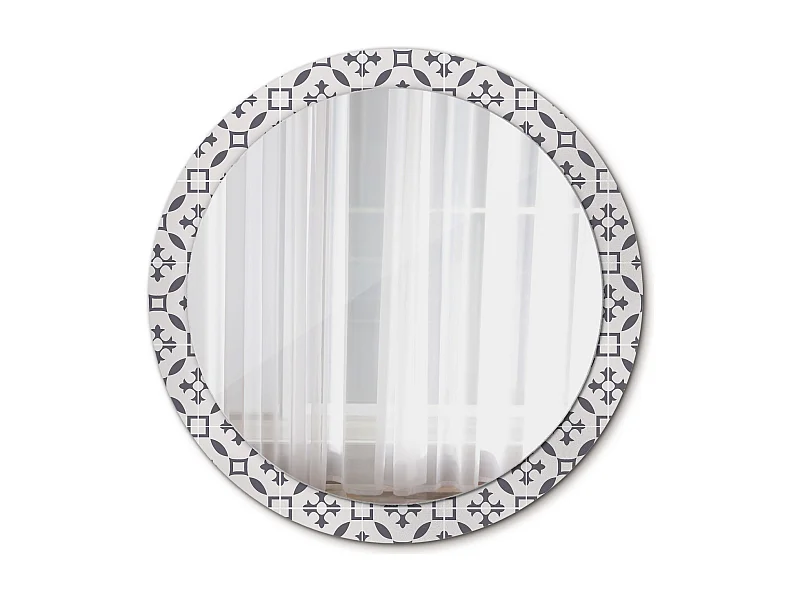 Miroir rond décoratif - Motif carrelage - 90 cm