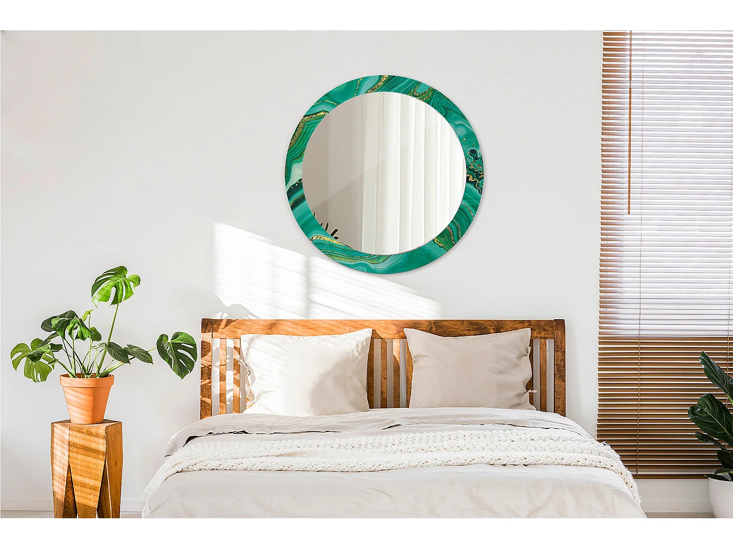 Runder dekorativer Spiegel – Achatmarmor – 80 cm