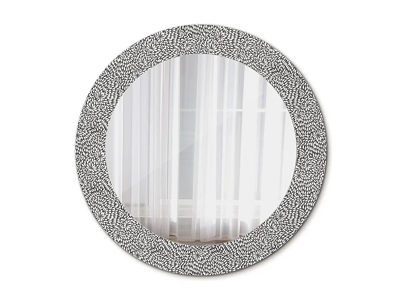 Runder dekorativer Spiegel - Blumendruck - 60 cm