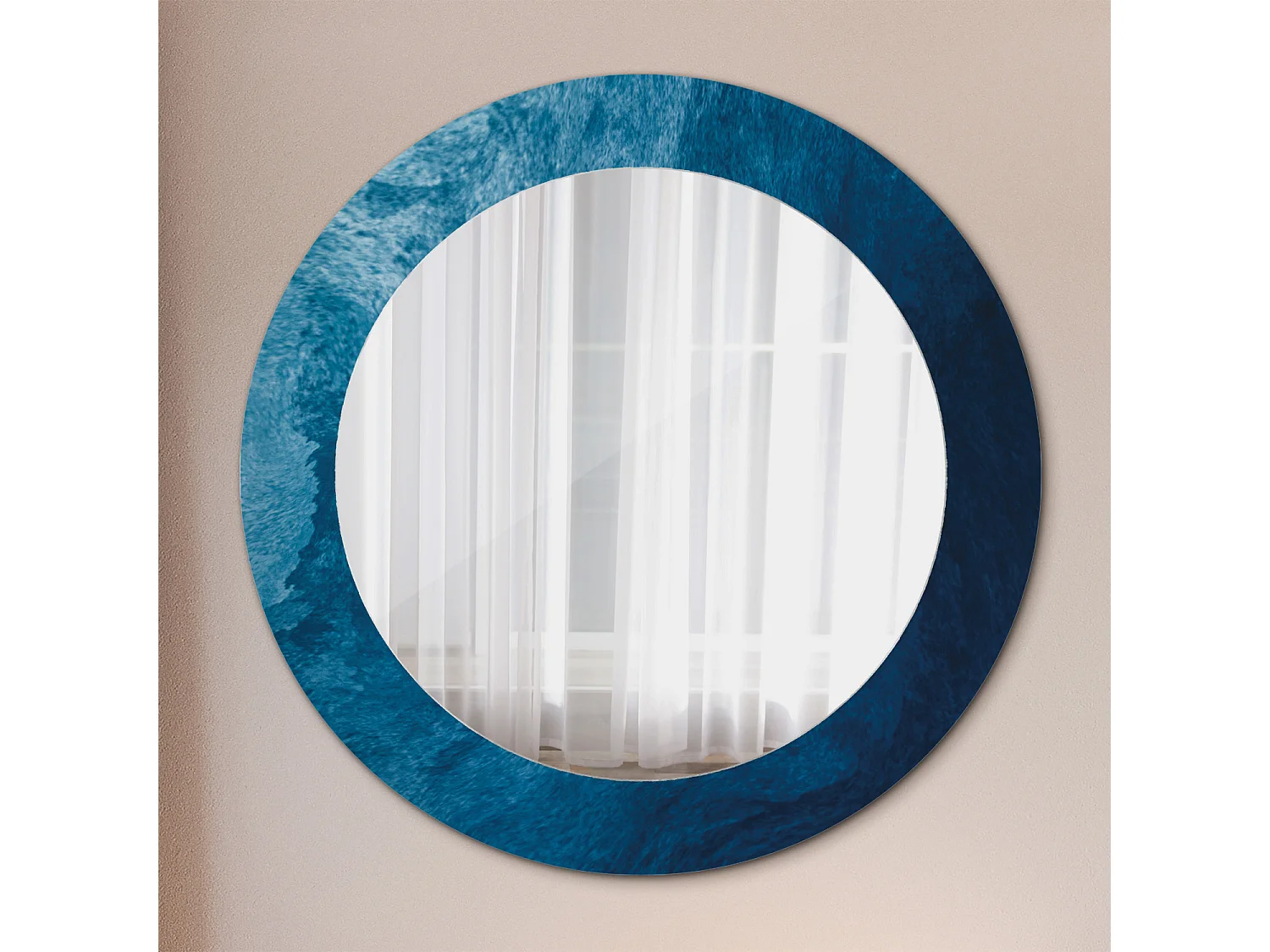 Miroir rond décoratif - Art abstrait - 70 cm