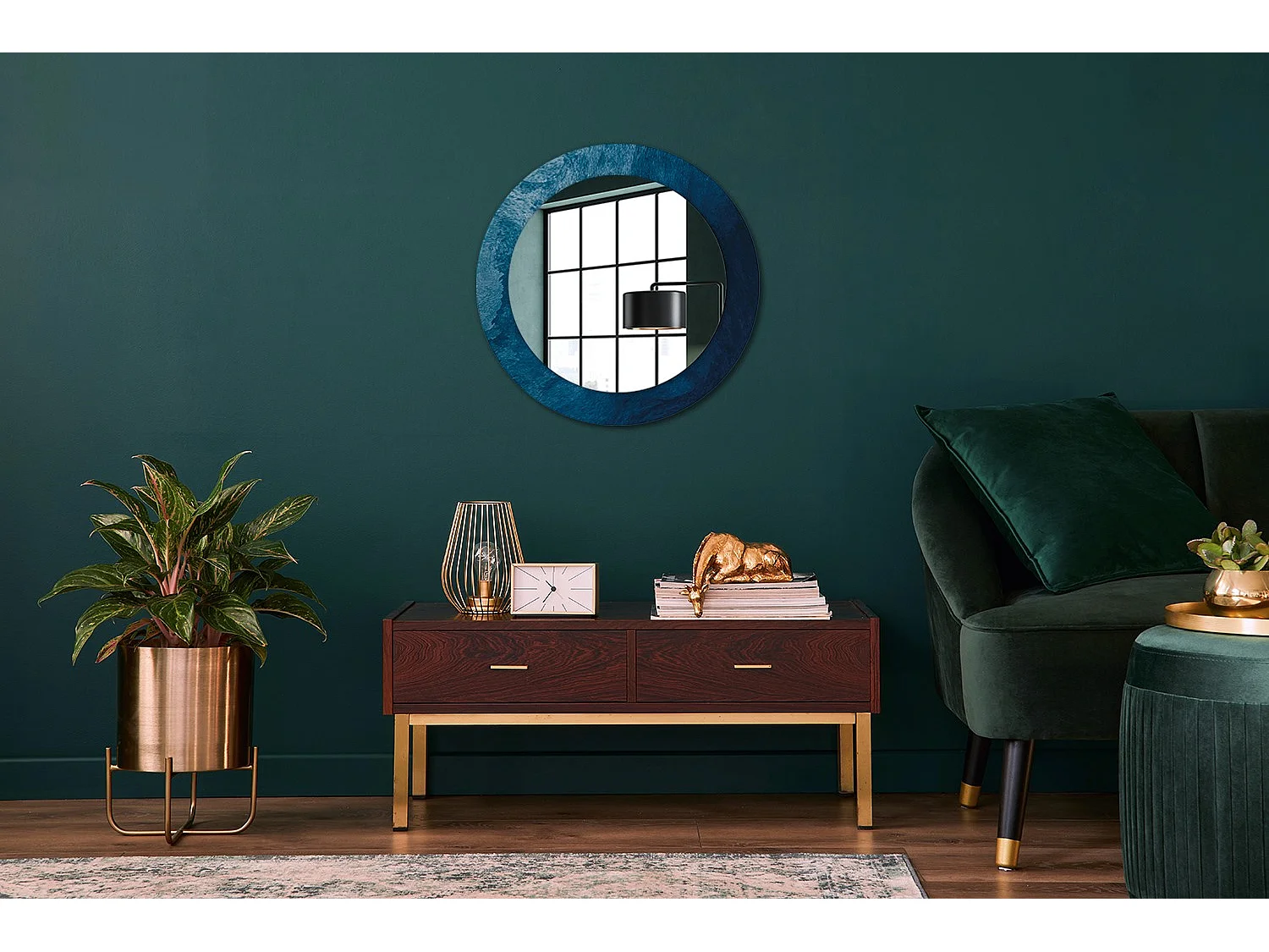 Miroir rond décoratif - Art abstrait - 70 cm