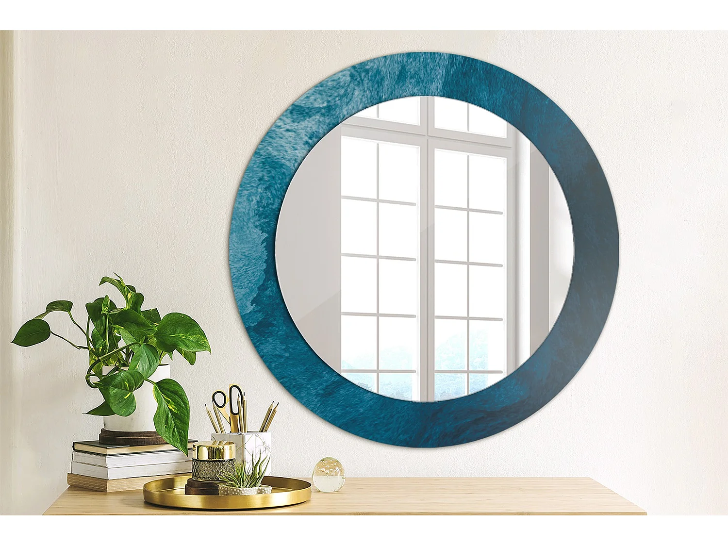 Miroir rond décoratif - Art abstrait - 70 cm