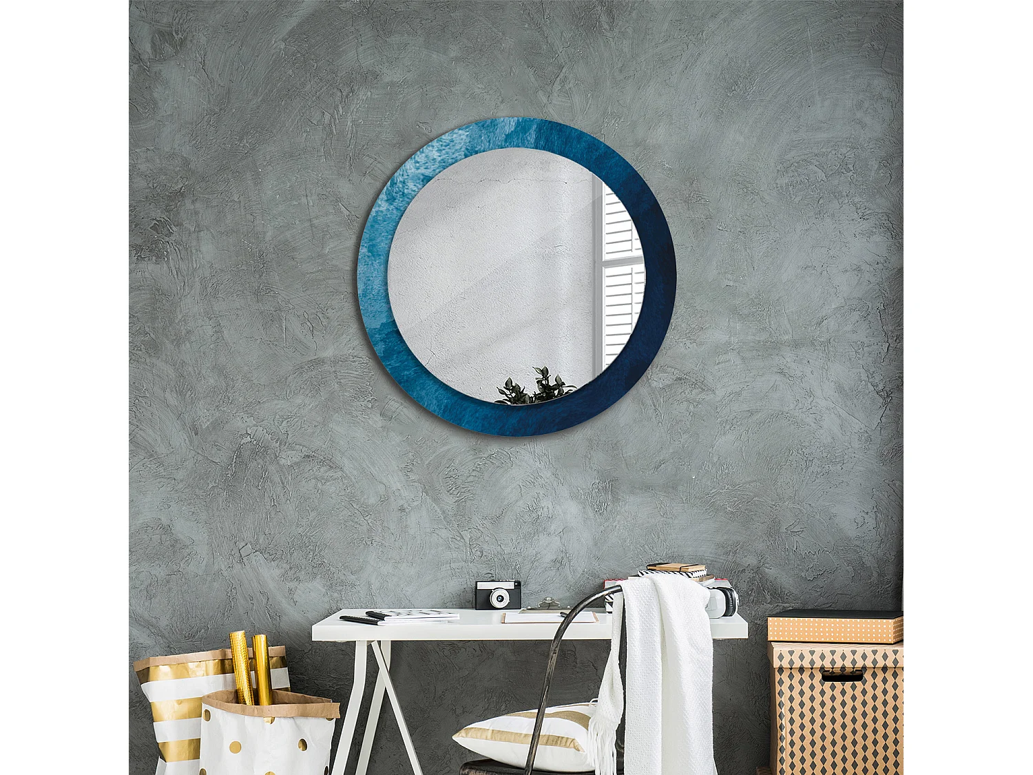 Miroir rond décoratif - Art abstrait - 70 cm