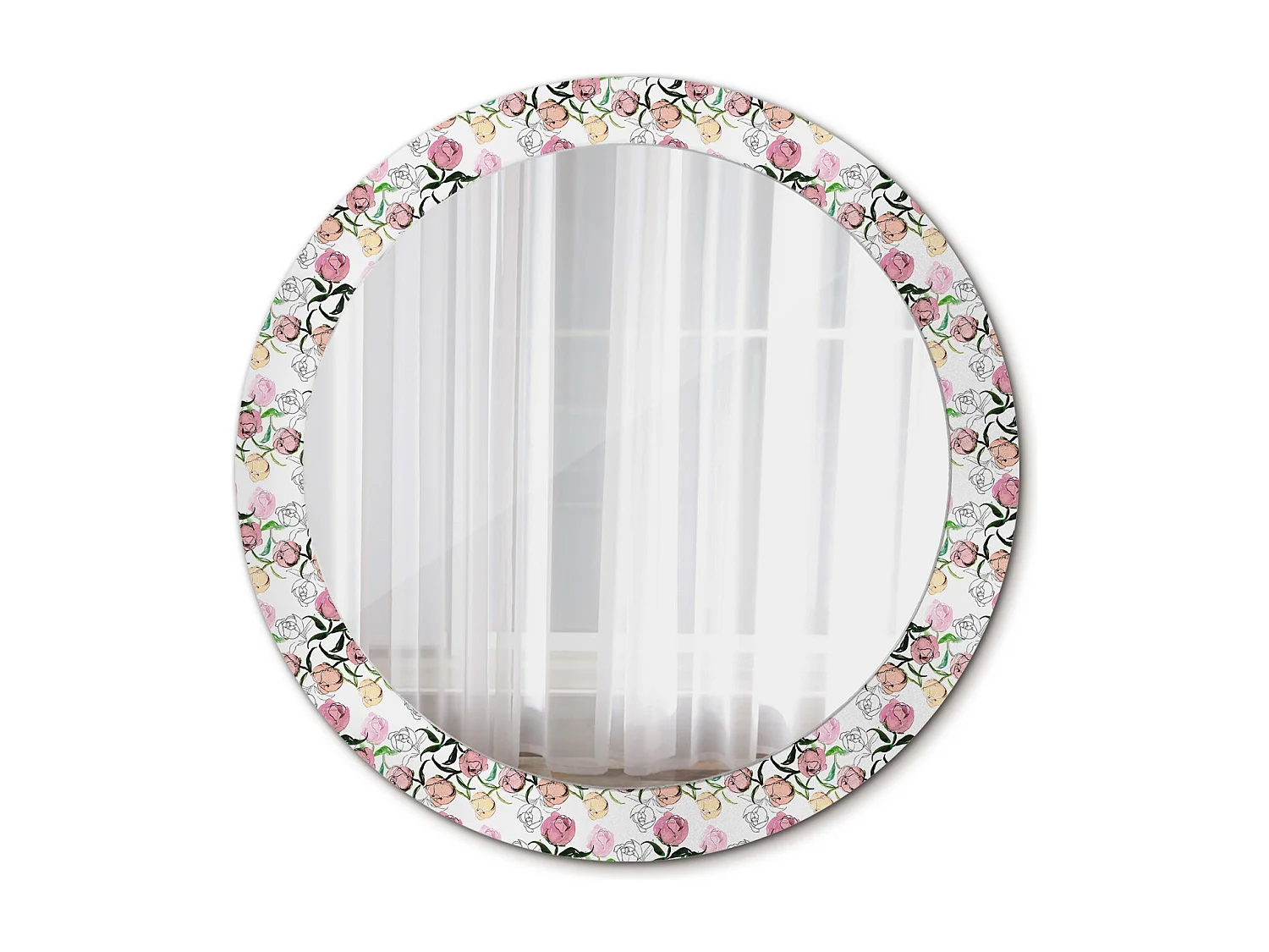 Miroir rond décoratif - Bourgeons de Pivoine - 80 cm