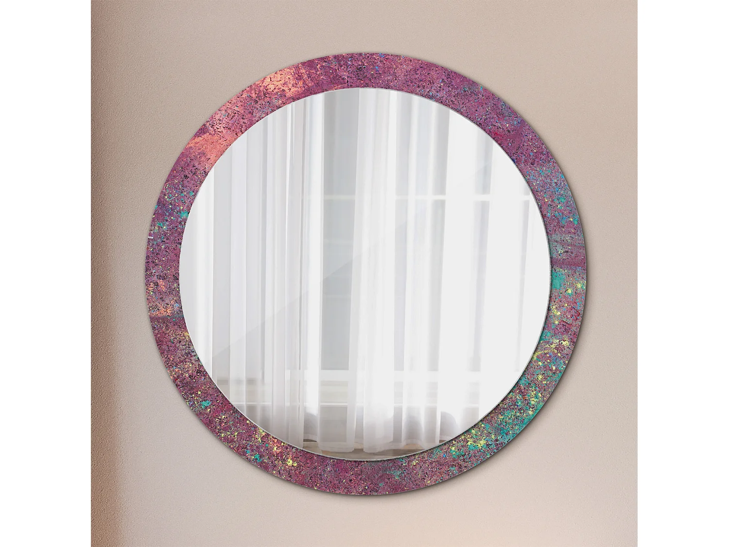 Miroir rond décoratif - Festival de couleurs - 90 cm