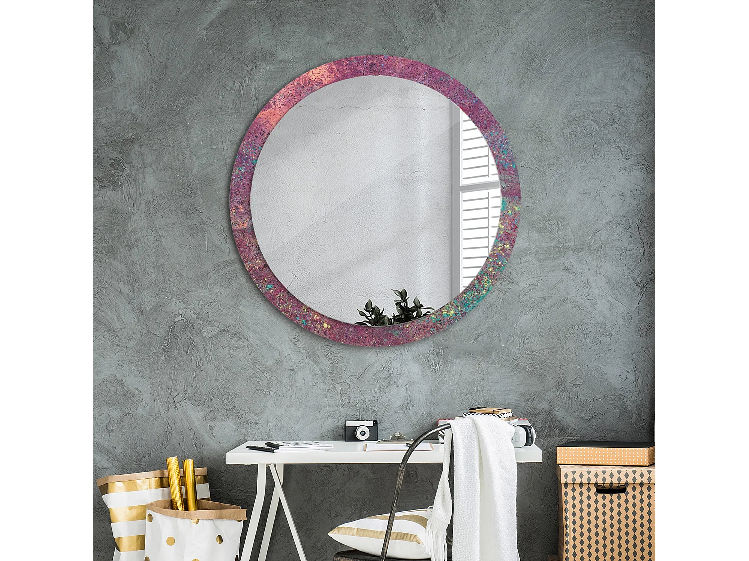 Miroir rond décoratif - Festival de couleurs - 90 cm