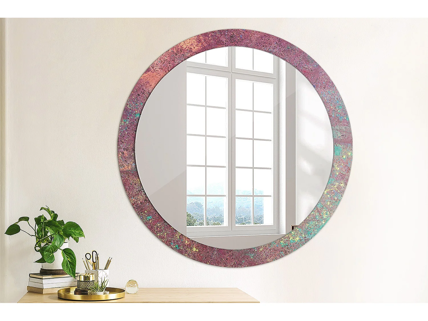 Ronde decoratieve spiegel – Festival of Colors – 90 cm