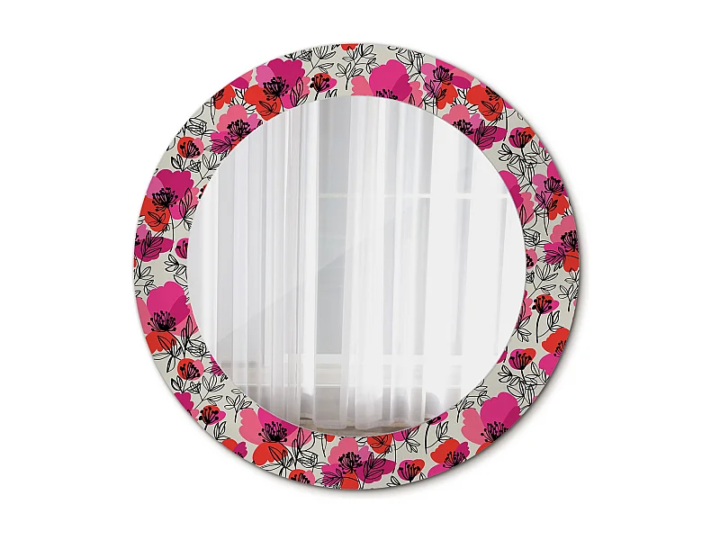 Runder dekorativer Spiegel - Pink Poppies - 60 cm