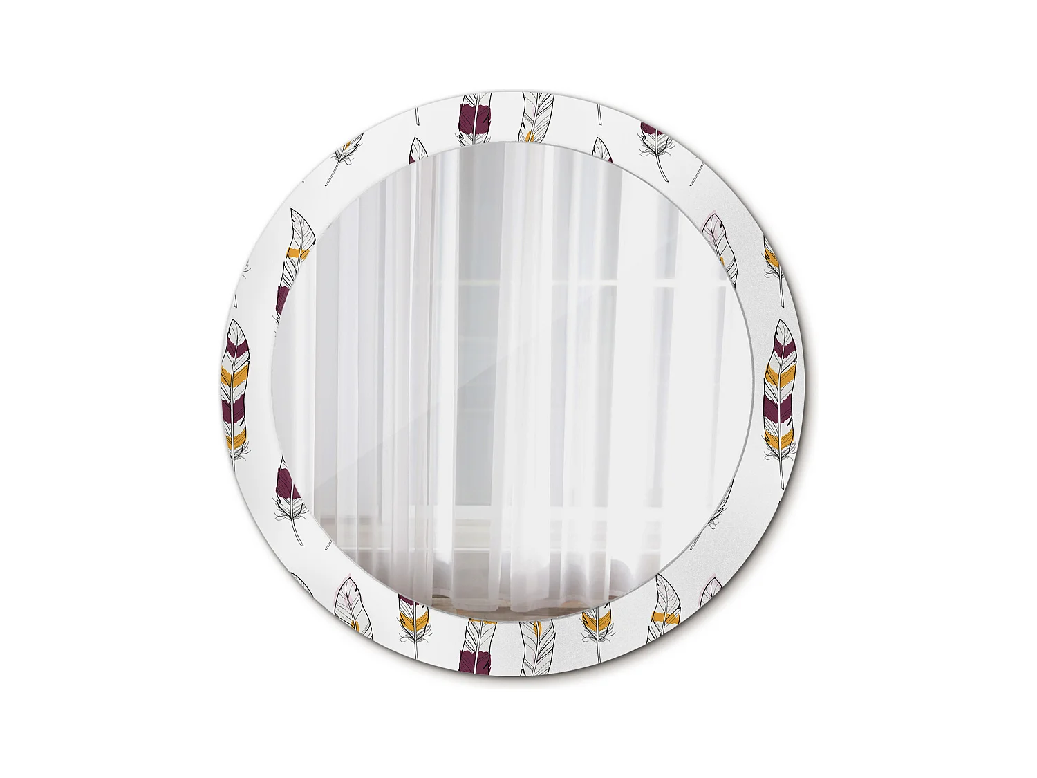 Decoratieve ronde spiegel - veren - 80 cm