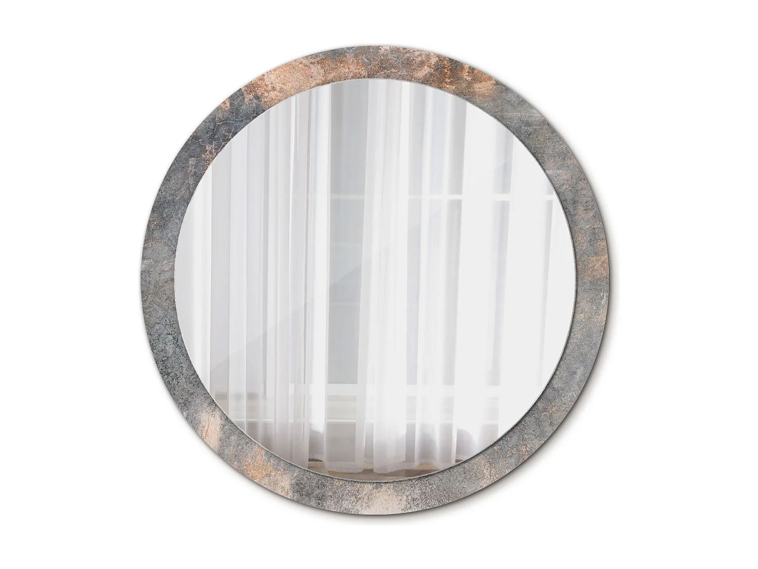 Miroir rond décoratif - Béton vintage - 100 cm