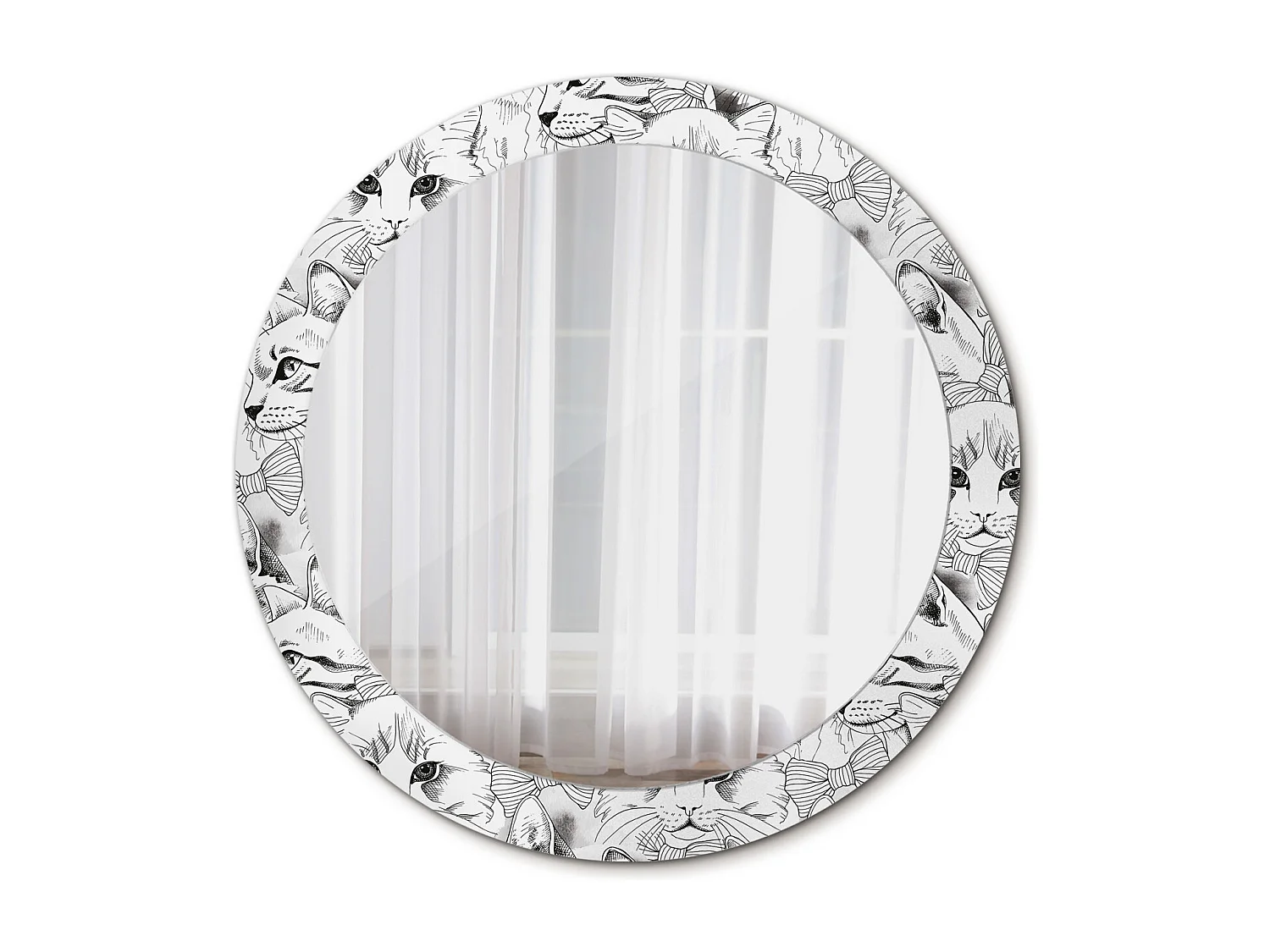 Ronde decoratieve spiegel - katten - 80 cm