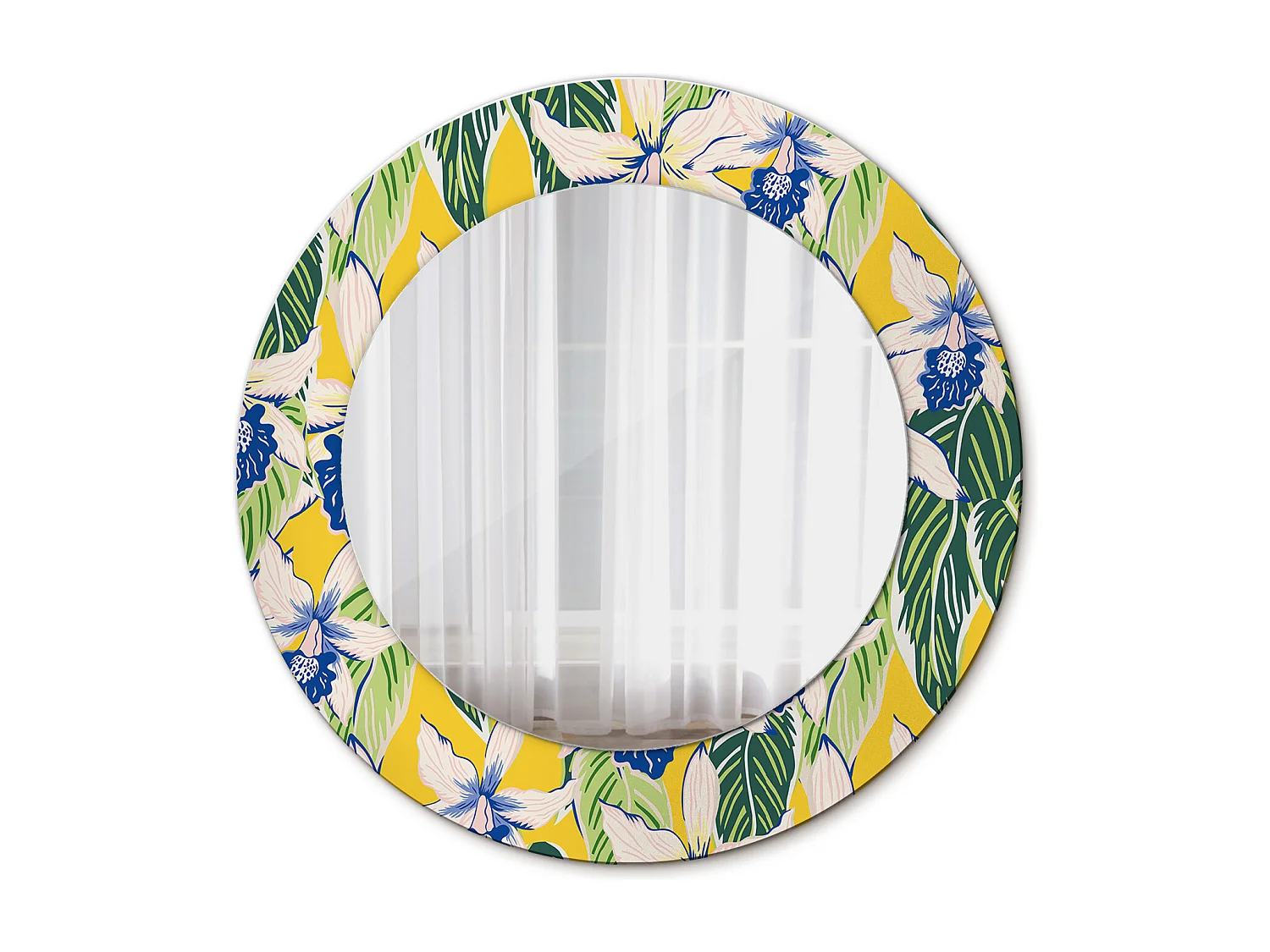 Miroir rond décoratif - Orchidées - 50 cm