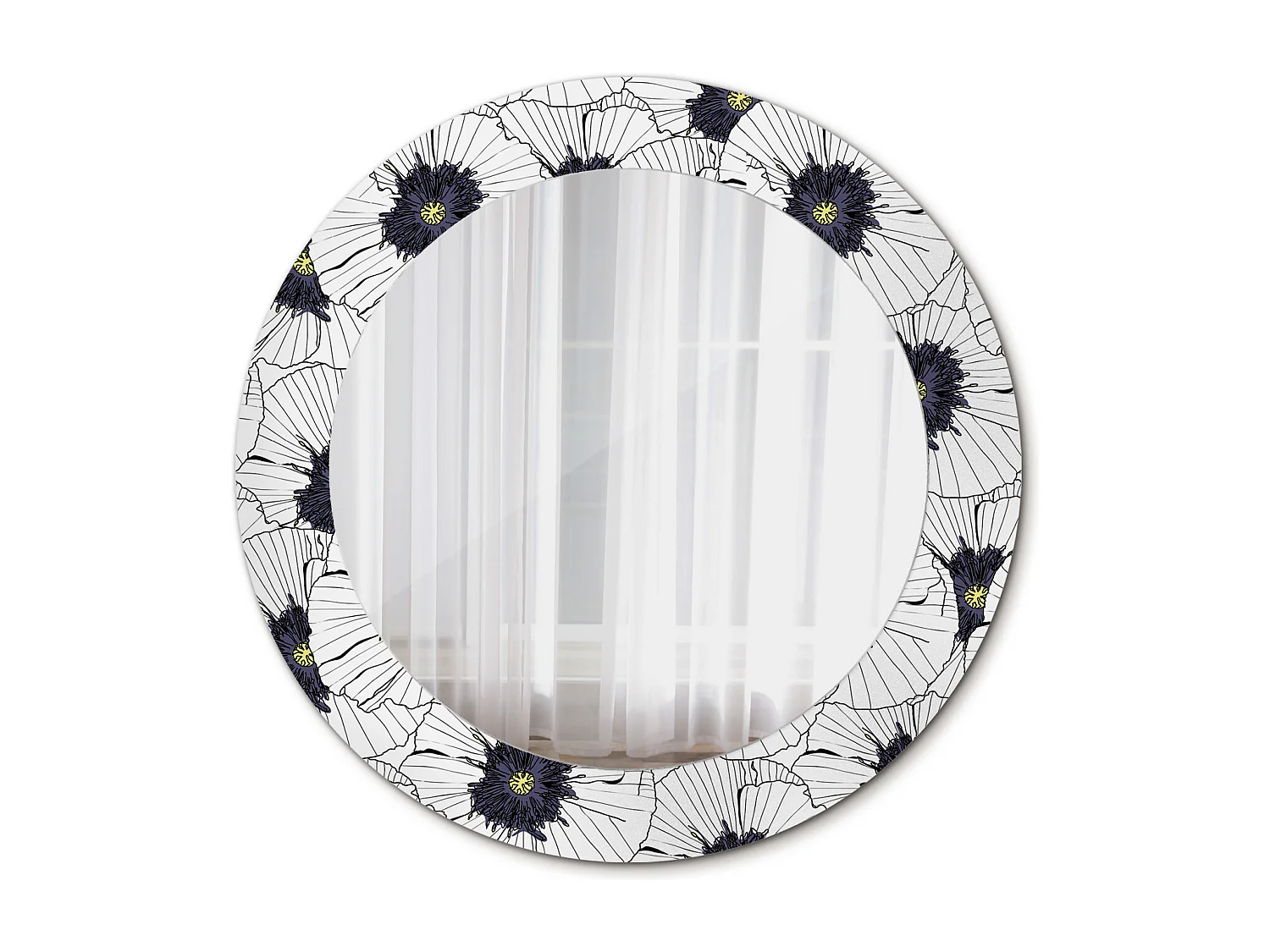 Decoratieve ronde spiegel - bloemige compositie - 60 cm