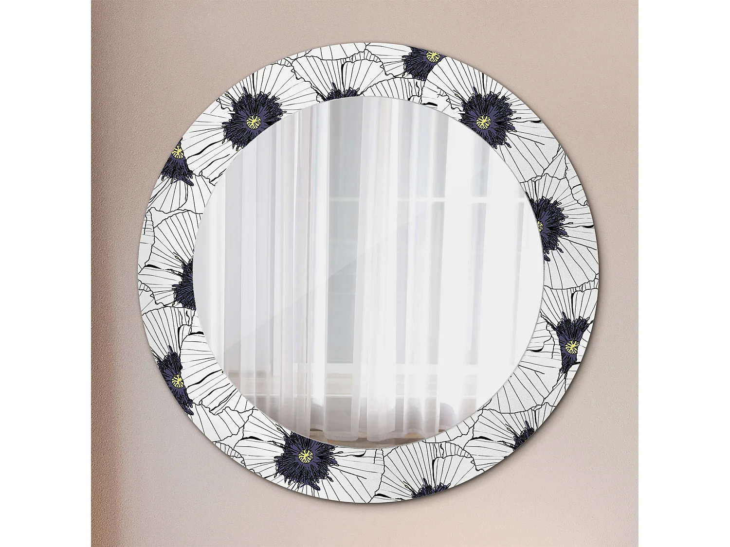 Decoratieve ronde spiegel - bloemige compositie - 60 cm