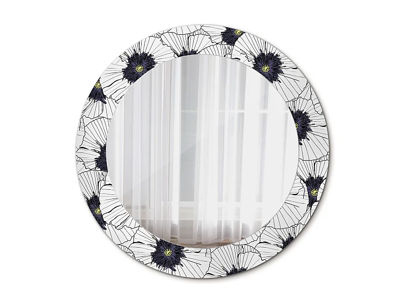 Dekorativer runder Spiegel - Blumenkomposition - 60 cm