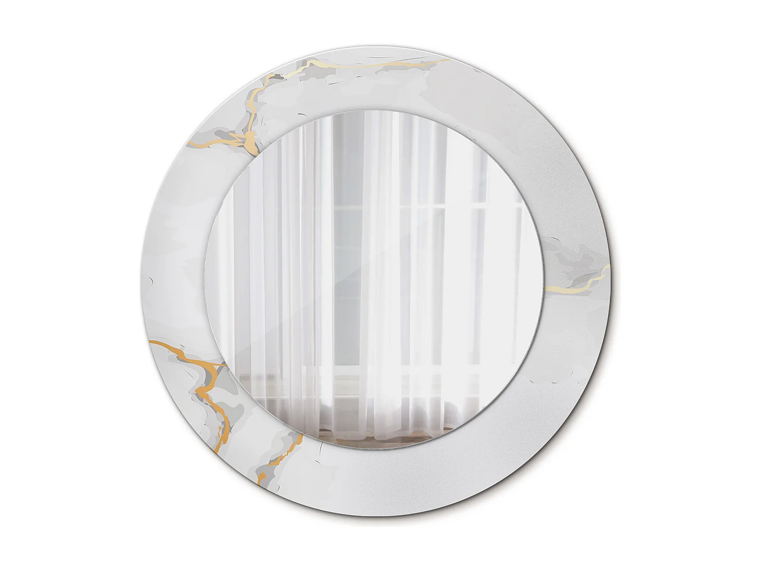 Runder dekorativer Spiegel - Weißer Marmor - 50 cm