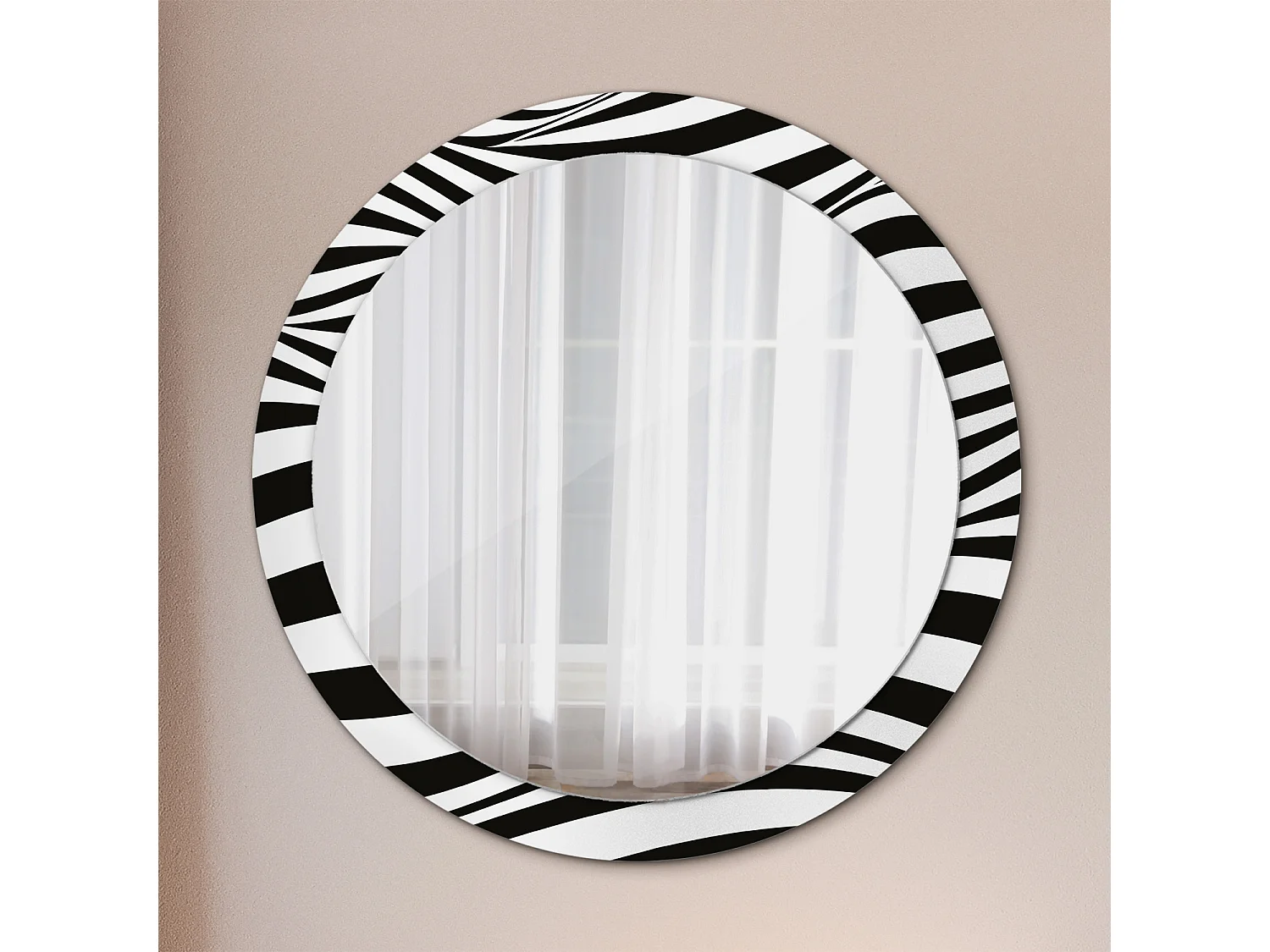 Miroir rond décoratif - Vague abstraite - 90 cm