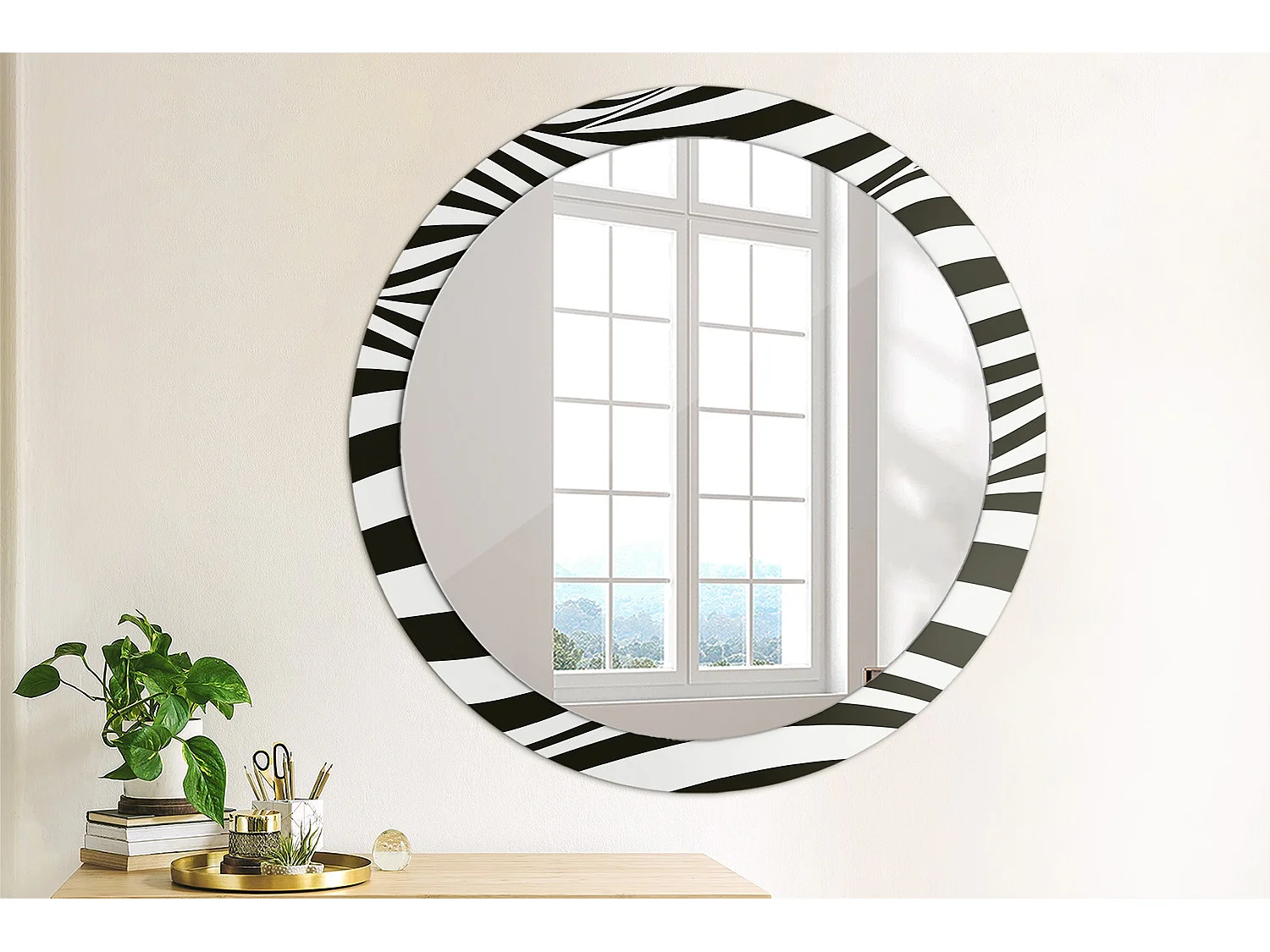Miroir rond décoratif - Vague abstraite - 90 cm