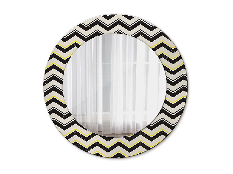 Miroir rond décoratif - Motif zigzag - 50 cm