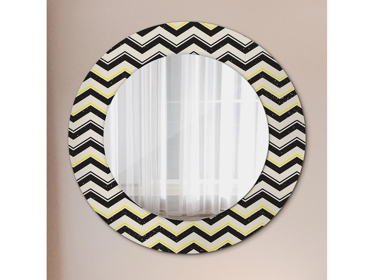 Ronde decoratieve spiegel - zigzagpatroon - 50 cm