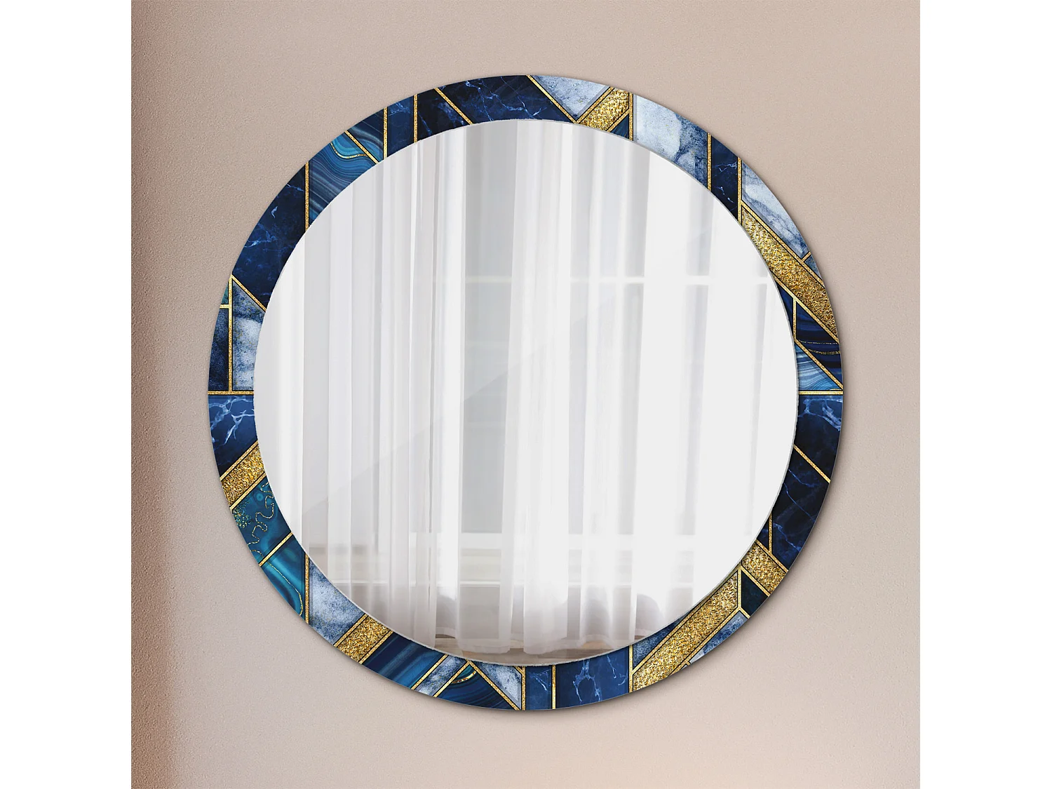 Ronde Decoratieve Spiegel – Modern Marmer – 100 cm