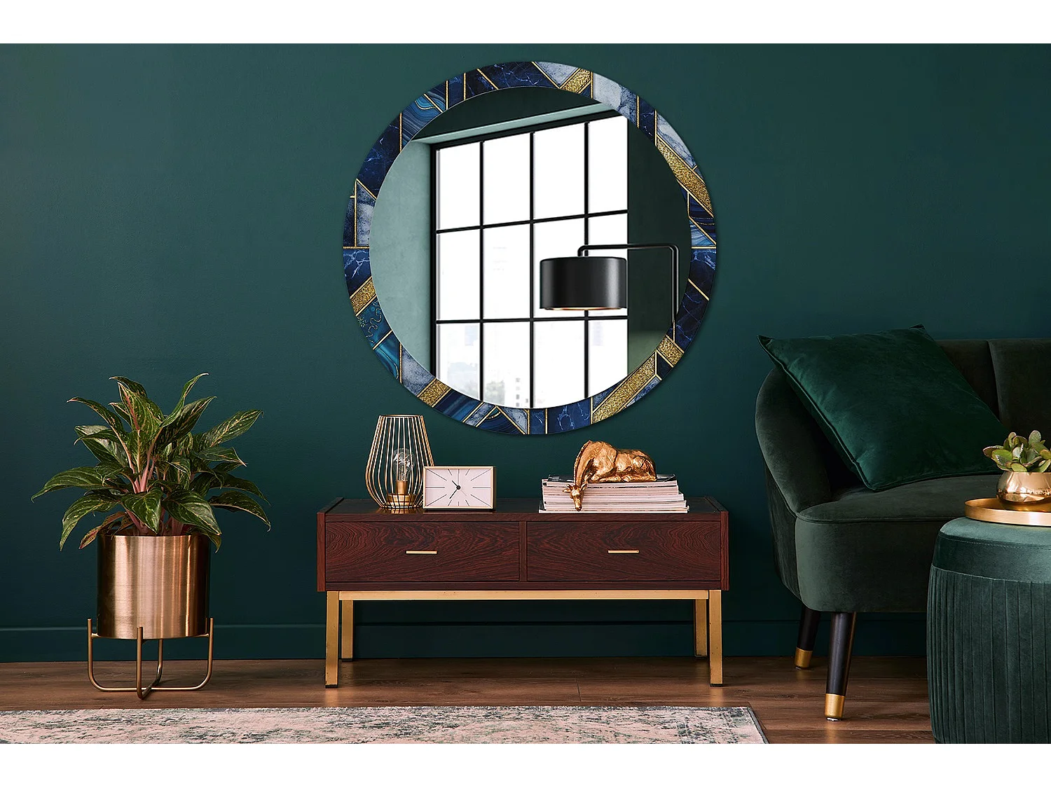 Ronde Decoratieve Spiegel – Modern Marmer – 100 cm