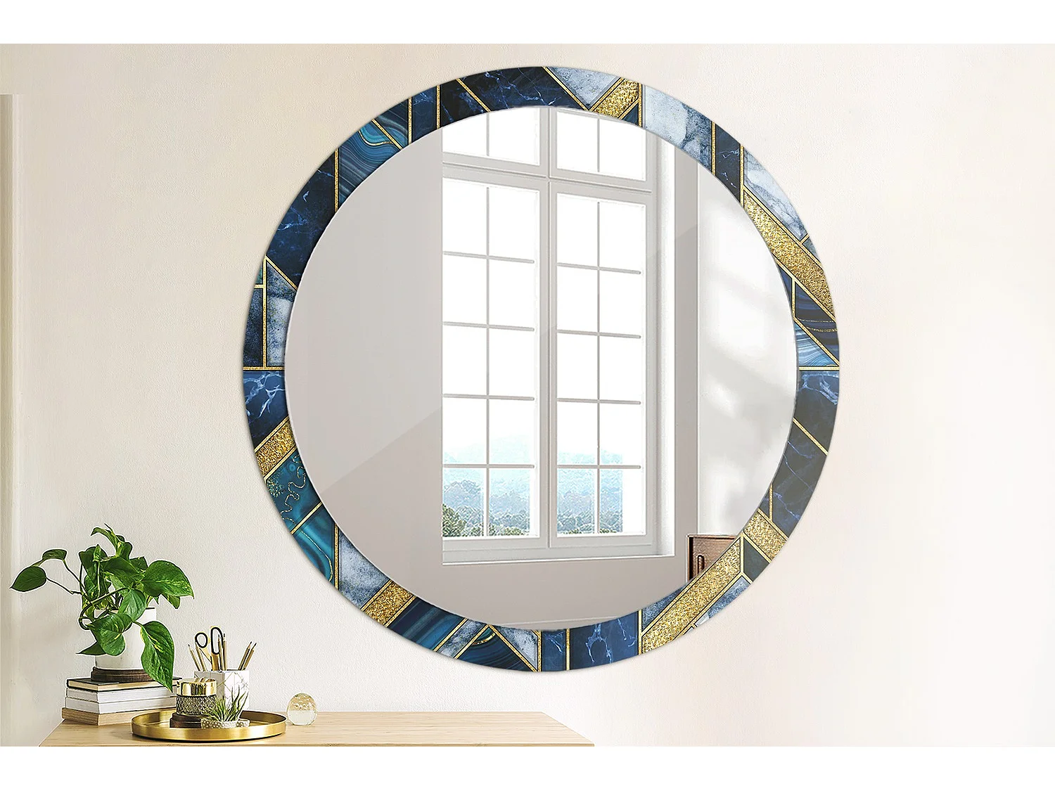 Ronde Decoratieve Spiegel – Modern Marmer – 100 cm