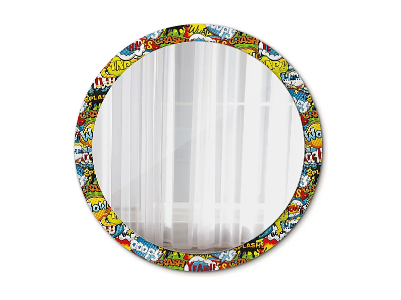Ronde Decoratieve Spiegel - Cartoon Patroon - 100cm